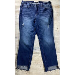 Slink Jeans Dark Denim Curvy Womens 16 Cut Off Distressed Ankle